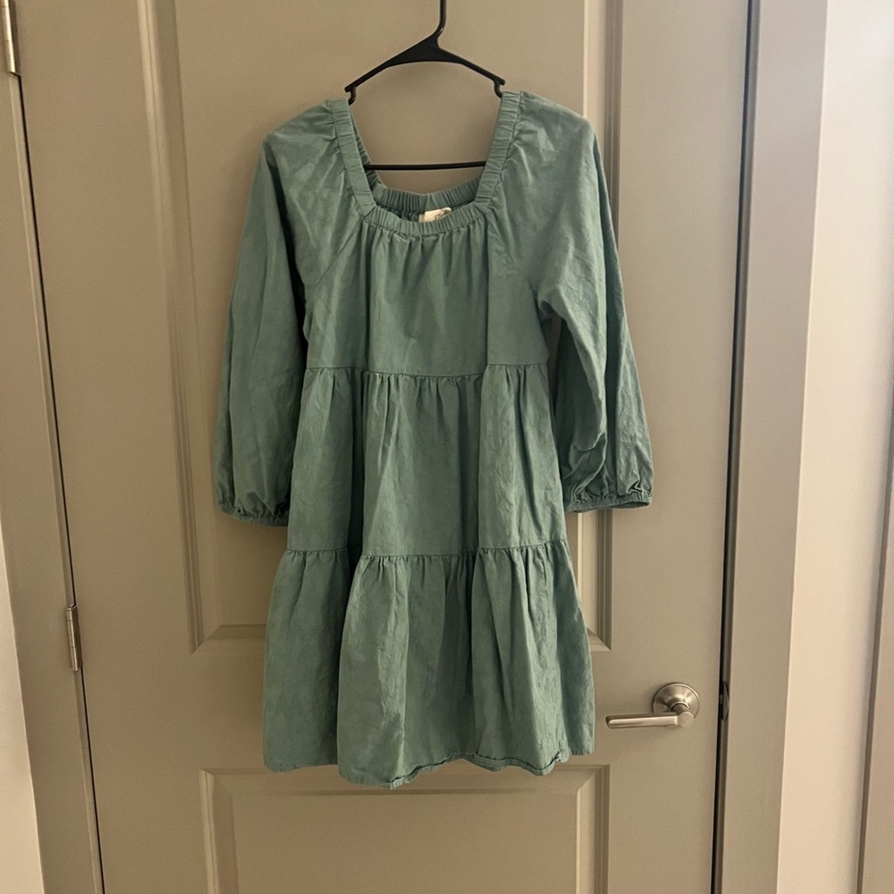 Green Jacquard Print Dress
